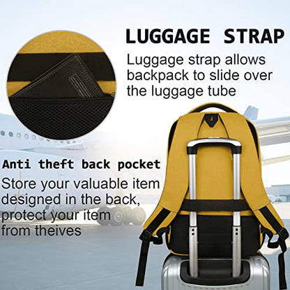 Volher Laptop Backpack,Business Travel Anti Theft Slim Durable Laptops Backpack,Water Resistant College Computer Bag for Women & Men Fits 15.6 Inch Laptop and Notebook-Yellow - color: Yellow, size: 15.6 Inch, style: Laptop