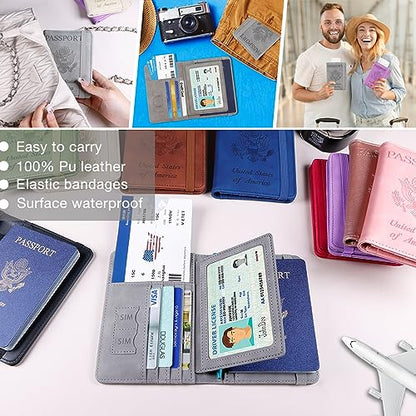 Melsbrinna RFID Passport Holder for Travel, Unisex Adults, Grey, PU Leather, RFID Protected, Passport Cover - color: Grey1