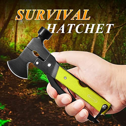 Christmas Gifts for Men Dad, RoverTac Multitool Axe for Mens Gifts, Gifts for Dad Husband Dad Boyfriend, Christmas Gifts Mens Stocking Stuffers-14 in 1 Multi Tool Axe Hatchet - color: Green