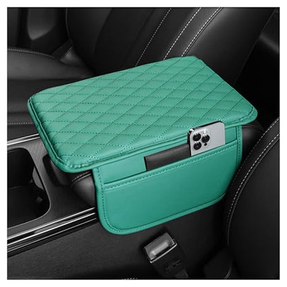 Stacool Upgraded Car Center Console Cover,Microfiber Leather Car Armrest Cover Cushion with 2 Storage Bags,Universal Car Armrest Storage Box (Turquoise) - color: Turquoise