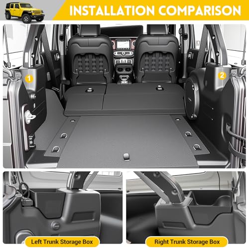 Rear Trunk Organizer for 2018-2023 Jeep Wrangler JL JLU 4XE 4 Door Accessories, Wheel Well Storage Bin Trunk Side Storage Box Cargo Tray for 18-23 Wrangler JL 4dr(Not for Gladiator/JK) - color: 18-23 JLU(2pcs Left+Right)