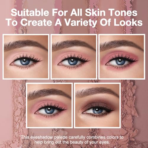 Matte Eyeshadow Palette, Rose Mauve Pink Neutral Eye Shadow, Dusty Pink Taupe Brown Eyeshadow, Soft Blendable Natural Makeup, Long Lasting Waterproof for Daily Date Soft Glam Look, Sombra de Ojos 04 - color: B04