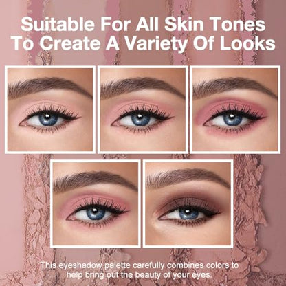 Matte Eyeshadow Palette, Rose Mauve Pink Neutral Eye Shadow, Dusty Pink Taupe Brown Eyeshadow, Soft Blendable Natural Makeup, Long Lasting Waterproof for Daily Date Soft Glam Look, Sombra de Ojos 04 - color: B04