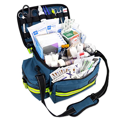 Lightning X Products Lightning X Mid-Sized First Responder EMT Bag | LXMB25 Fully Stocked Aid Kit w/ 200+ BLS Supplies - Blue - color: Blue