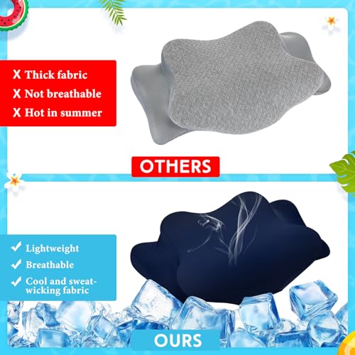 Hahafelt Cooling Cervical Neck Pillowcase Cover (Only Pillow Case) Ergonomic Pillowcase with Zipper Breathable Contour Pillow Cover for Side Back Stomach Sleepers(Navy Blue,Standard Size) - color: Navy Blue, size: Standard