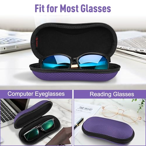 FINTIE Sunglasses Case, Hard EVA Shell Shockproof Sport Glasses Case with Metal Carabiner Travel Zipper Eyeglasses Holder - color: Voilet