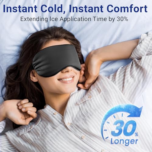 Cooling Eye Mask for Dark Circles Puffiness - Fsa Eligible Items Hsa, Cold Compress for Puffy Eyes Migraines Headache Sleeping After Surgery, Gentle Weighted Travel Essentials Gel Ice Pack (Black) - color: Black