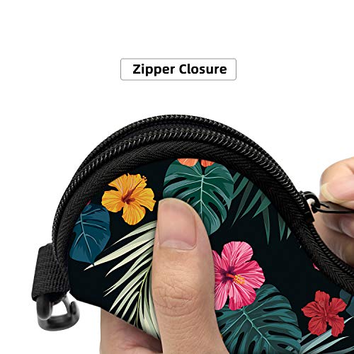 Sunglasses Soft Case with Carabiner Ultra Light Neoprene Zipper Glasses Case - color: Palm Leaf