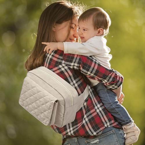 G4Free Small Diaper Bag for Baby Girl and Boy, Mini Sling Diaper Bag Fanny Pack with Portable Changing Pad - color: Beige