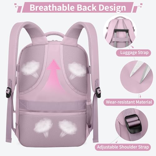 ZOMFELT Travel Backpack for Women Men, Carry On Backpack, TSA 15.6inch Laptop Backpack Flight Approved, Personal Item Travel Bag Nurse Bag Casual Daypack for Weekender Business Trip, Dark Purple - color: Dark Purple