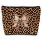 Leopard Coquette Bow Makeup Bag, Leopard Cheetah Gifts Supplies Cosmetic Bags Travel Toiletry Bag for Women, Trendy Cheetah Bow Print Zipper Makeup Pouches for Purse - color: Cheetah Bow