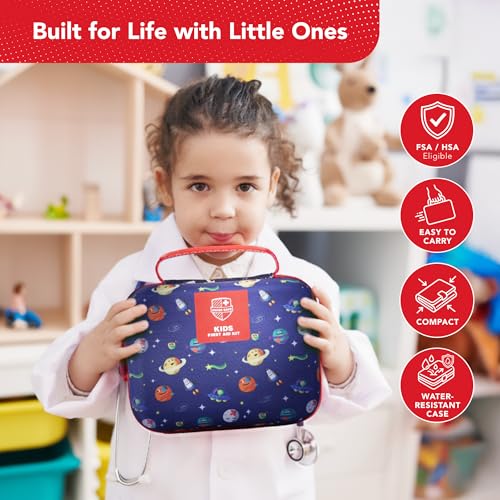 Swiss Safe First Aid Kit for Kids 246 Pieces - for Travel, Home & Car Emergency Kit, Baby & Toddler First Aid, Small Portable Kit with Mini Bag
