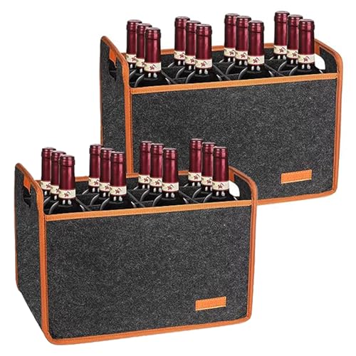 Foyego 2 Pack 12 Bottle Wine Tote Bag, Insulated Thermal Padded Wine Carrier Tote, Reusable Wine Bags for Wine Bottles Travel, Camping and Picnic, Perfect Wine Lover Gift - color: 12 Bottle-2PACK