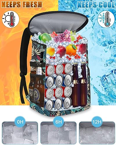 Cooler Backpack Insulated Leakproof Waterproof Backpack Cooler Bag 30/45 Cans, Large Capacity Lightweight Travel Camping Beach Backpack Cooler Ice Chest for Men and Women - color: blueleaf, size: 30 Cans