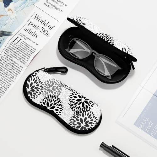 Sunglasses Soft Case, Ultra Light Portable Neoprene Zipper Glasses Case for Men Women - color: Abstract Flower