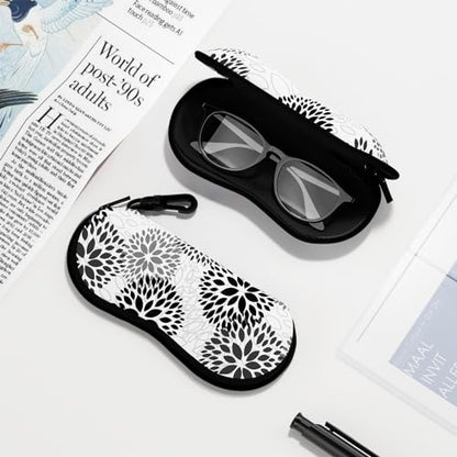 Sunglasses Soft Case, Ultra Light Portable Neoprene Zipper Glasses Case for Men Women - color: Abstract Flower