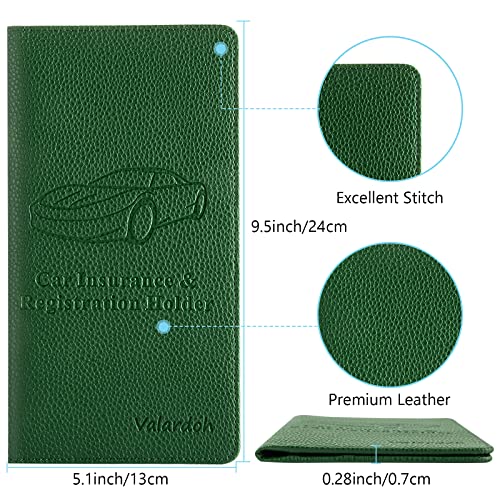 Valardoh Premium Car Registration and Insurance Card Holder, Car Document Holder for Cards, Driver License & other Essential Documents (Dark Green) - color: Dark Green