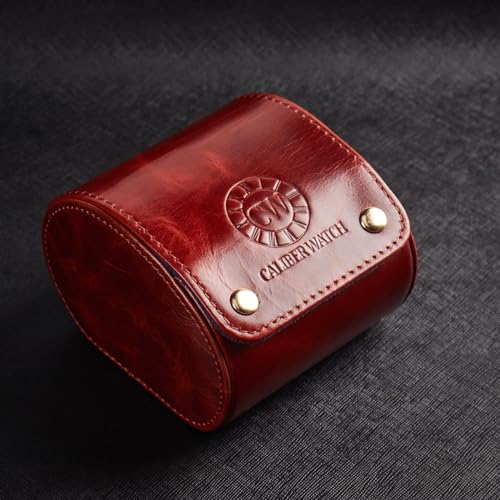 Genuine Napa Leather Watch Roll Travel Case - Travel Watch Rolls and Leather Watch Display Cases with Velvet Interior - Watch Storage Organizer Men's By CALIBERWATCH (Brown - Single) - color: Brown - Single