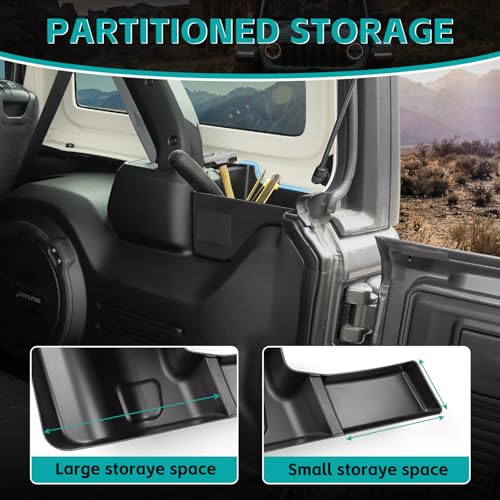 Rear Trunk Organizer Tray Compatible with 2024 2025 Jeep Wangler JL JLU 4XE Rubicon Sahara 4 Door, Wheel Well Storage Box Cargo Organizer Accessories for Jeep Wangler JL (Left + Right) - color: 2024-2025