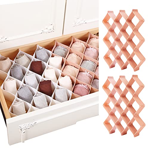 ROUFA Sock Drawer Organizer for Dresser, Honeycomb Underwear Dividers for Women, Panty Separator for Bras, Socks, Belt and Leggings (12pcs.Pink) - color: Pink, size: 12Pcs