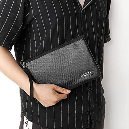 Fireproof Money Bag (6400℉), Fireproof Document Bags, Bank Cash Bag with Zipper & Strap, Suitable for A5 Documents, Bank Inventory, Passport (Black)