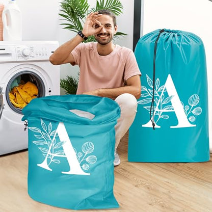 Sylfairy 2 Pack Extra Large Travel Laundry Bag, Dirty Clothes Organizer with Drawstring,Heavy Duty Travel Laundry Bags - color: Letter A