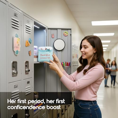 Period Pouch – Compact, Stylish, Discreet Period Bag For School with Waterproof Lining Fits Pads & Tampons, Cute Pad Bag for Teens, Travel, School, Girls Period Kit - color: Blue