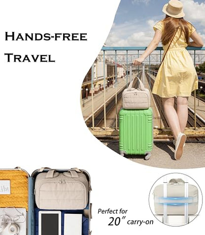 Travel Toiletry Bag for Women, Large Wide-open Puffy Cosmetic Makeup Bag with Wet-Dry Separation, Multi-Pocket Organizer with Carry Handle for Toiletries, Cosmetics, Essentials, Beige - color: Beige