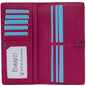 Bveyzi Ultra Slim Thin Leather RFID Blocking Credit Card Holder Bifold Clutch Wallets for Women - color: Hot Pink
