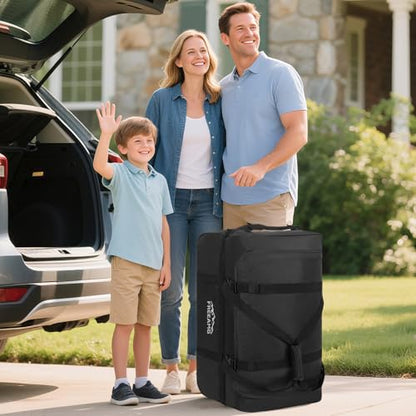 120L Foldable Rolling Duffel Bag with 3 Wheels And Handle, 30 inch Large Travel Duffle Bag for Travel, Camping, Outdoors - color: Black