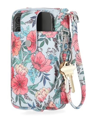 Mundi Jacqui RFID Crossbody Wallet for Women, Vegan Leather Small Travel Handbag with Phone Holder, Compact Organizer with Card Slots and Adjustable Strap, Vacation Purse in - color: Floral Devotion