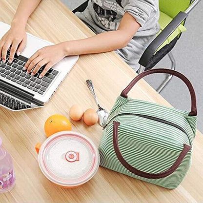 2PCS Lunch Bags Reusable Lunch Tote Bags Portable Lunch Cooler Bag Lunch Holder Insulated Lunch Box Bag for Picnic Office Beach (Green+Red) - color: Green+Red