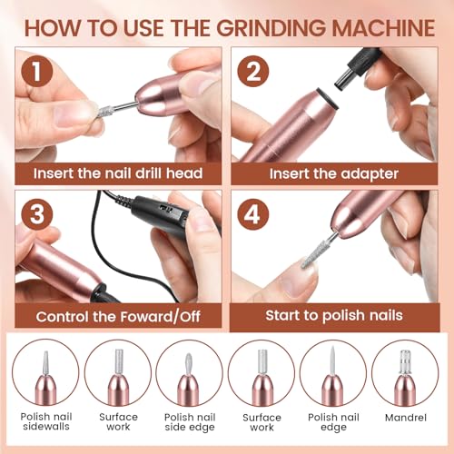 JEWHITENY 14 pcs Poly Gel Nail Extension Kit With Drill Machine U V Nail Light ALL In One Polygel Starter Kit - color: A06