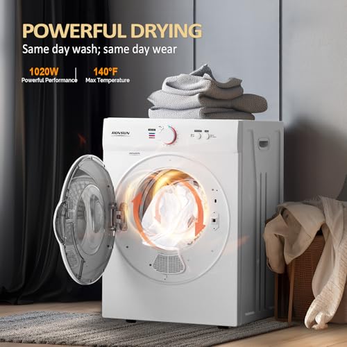 ROVSUN 1.8 Cu.Ft Portable Clothes Dryer, Front Load Dryer Machine, Compact Laundry Dryer with Stainless Steel Tub for Apartment, Home, Dorm (Classic Knob Control) - style: 1.8 CU. FT.
