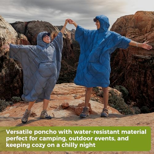 ATEPA Wearable Sleeping Bag Blanket Poncho, Recycled Water-Resistant Camping Poncho, Stadium Blanket for Outdoor Sports - color: Green