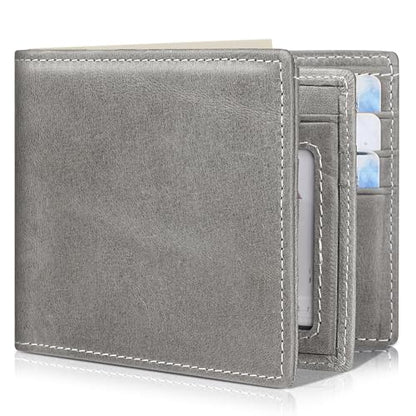 Artpaxy Mens Wallet Bifold Genuine Leather RFID Blocking Wallet for Men with 1 ID Windows 13 Card Holders 2 cash pockets 1 Gift Box - color: Gray