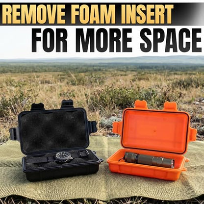 2 Pcs Small Waterproof Box – Compact Size, Lightweight, Easy to Carry Dry Storage Box 4.92x2.95x1.53" – Small Waterproof Case with Foam Insert for Broadhead Storage, Hiking, Travel Use & Camping Gear