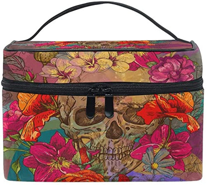 Makeup Bag Rose Skull Travel Cosmetic Bags Organizer Train Case Toiletry Make Up Pouch - color: color7