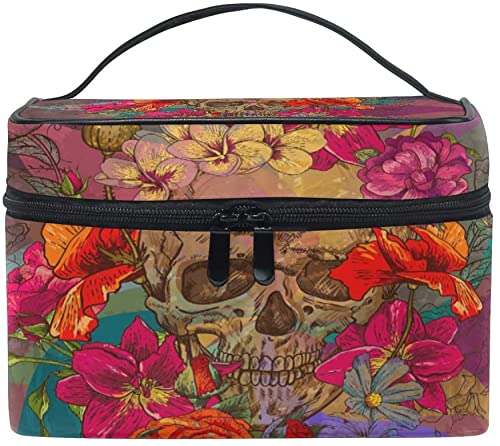 Makeup Bag Rose Skull Travel Cosmetic Bags Organizer Train Case Toiletry Make Up Pouch - color: color7