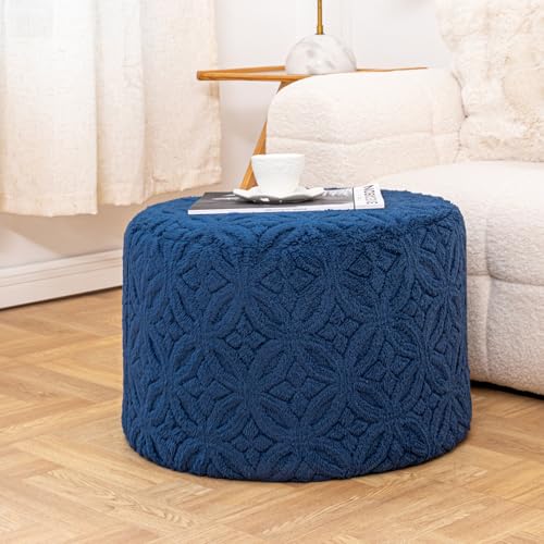 Plush Multi-Functional Ottoman Pouf – Ergonomic Ottoman Foot Rest with Space-Saving Design, Perfect Under Desks, Couches & Sofas (Navy Blue) - color: Navy Blue
