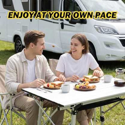 Portable Camping Table with Adjustable Hight Legs, Lightweight Aluminum Folding Beach Table with Mesh Net,Carrying Bag for Outdoor Cooking, Picnic, Beach, Backyards, BBQ and Party - color: Sliver Grey-90cm