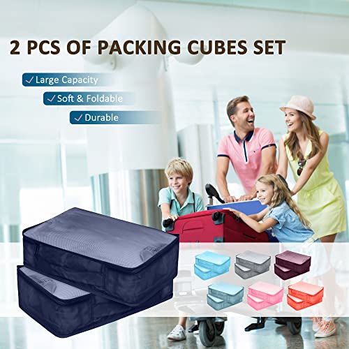 Packing Cubes Set, 2 Pcs Packing Organizers Set for Suitcases (Navy blue) - color: Navy blue
