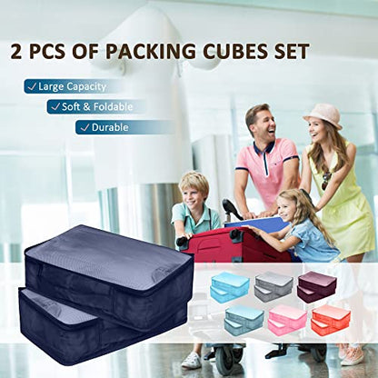 Packing Cubes Set, 2 Pcs Packing Organizers Set for Suitcases (Navy blue) - color: Navy blue