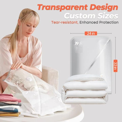 Vacbird Vacuum Seal Bags, 8 Pack 39" Vacuum Storage Bags with Rechargeable Cordless Pump for Space-Saving Compression of Clothing, Blankets, Duvets, Comforters, Pillows - size: 8 Pack 39"