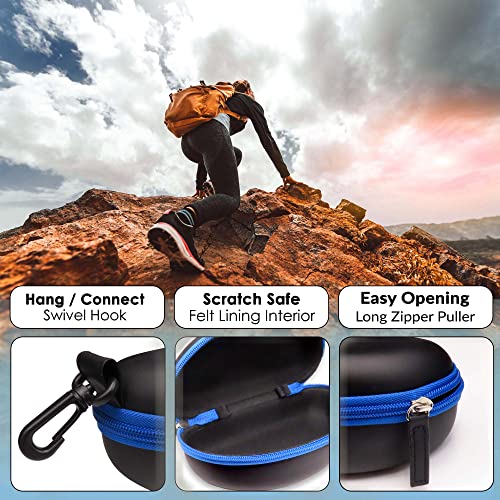 MyEyeglassCase Sports Sunglasses Case and Slim wallet Semi hard large glasses case w/belt clip soft pouch & cloth - color: B701 XL Black/Blue