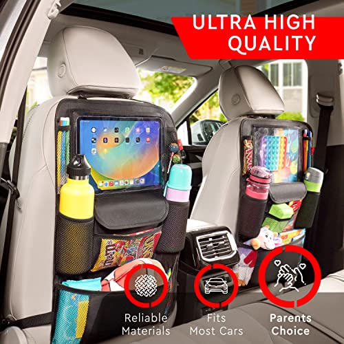 Helteko Car Seat Organizer, Ultra Version Kids Backseat Car Organizers and Storage, Waterproof Back Seat Protector Kick Mats with Tablet Holder 12" Car Accessories Interior, Gray, 2 Pack - color: Gray, size: 2 Pack