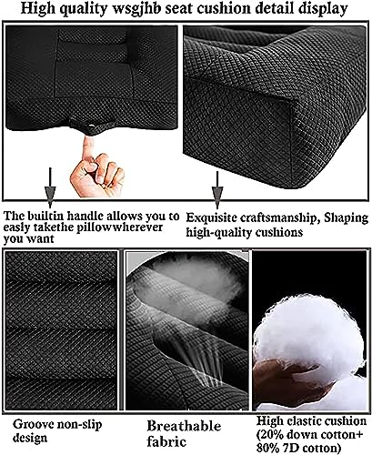 Car Booster Seat Cushion, Chair Cushions, Comfort Seat Cushion Pillow for Office Chair/Car Seat, Butt, Tailbone, Back, Coccyx, Short People Adult Booster Chair Cushions Relief Pad - color: Solid Black Regular
