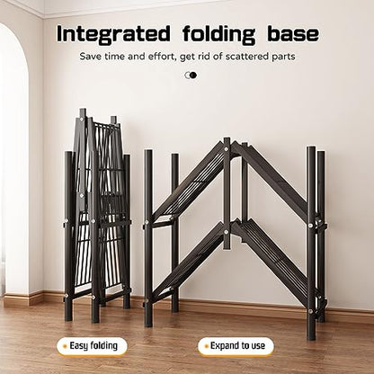 Foldable Clothes Hanger with Cover Portable Wardrobe, Metal Standing Armoire Wardrobe Clothes Rack with Gray Fabric Cover,One-Piece Folding Base,25MM Steel Tube for Bedroom - size: 39.4 x 17.7 x 66.9 inches