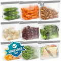 Dishwasher Safe Reusable Storage bags Stand Up - BPA Free Reusable Sandwich bags - Leakproof Gallon Freezer bag, Food Storage bag - Grey 9 Sandwich - color: Grey (9 Sandwich)