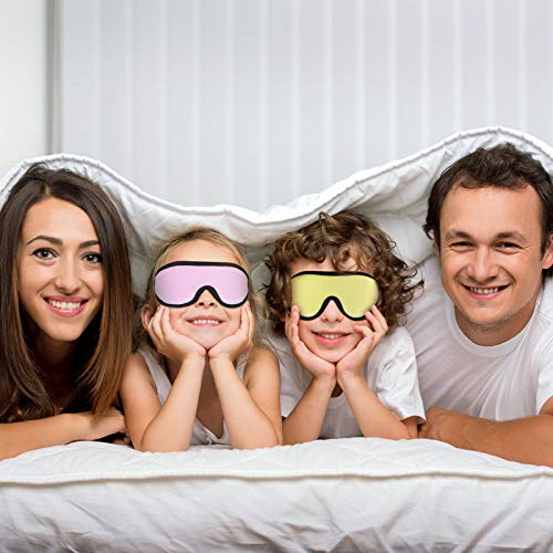 2 Pieces 3D Sleep Mask for Kids Memory Foam Contoured Eye Mask, Travel Sleep Eye Cover with Adjustable Strap, 3D Blindfolds(Pink and Yellow) - color: Pink and Yellow